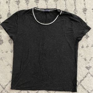 super soft grey tee with stripe neckline